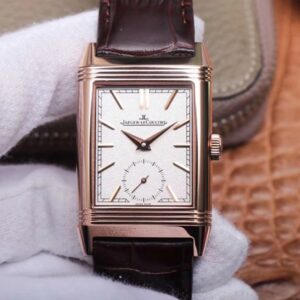Jaeger LeCoultre Reverso Tribute Double-sided Double Time Zone Flip MG Factory Rose Gold White Dial