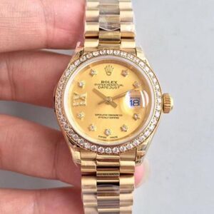 Rolex Lady Datejust 279138RBR 28MM Yellow Gold Champagne Dial