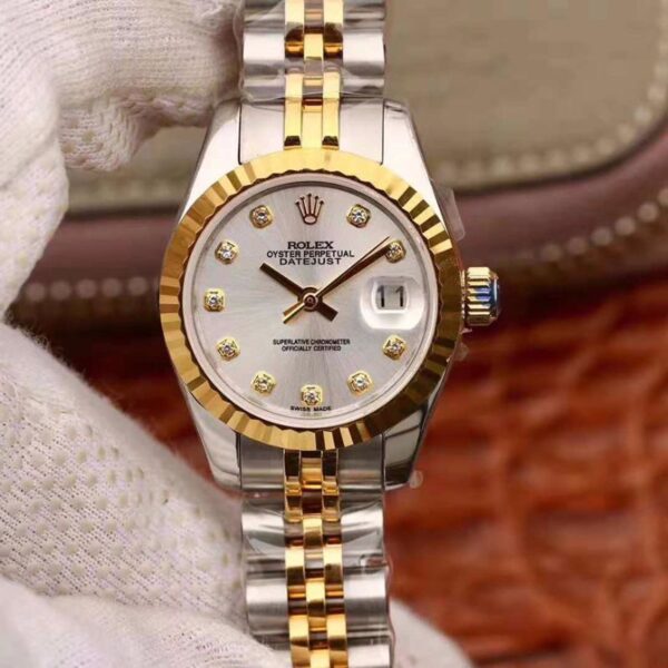 Rolex Lady Datejust 18K Gold 28MM Silver Dial
