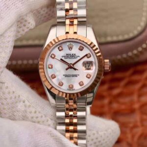 Rolex Lady Datejust Rose Gold 28MM White Enamel Dial
