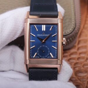 Jaeger LeCoultre Reverso Tribute Double-sided Double Time Zone Flip MG Factory Rose Gold Blue Dial