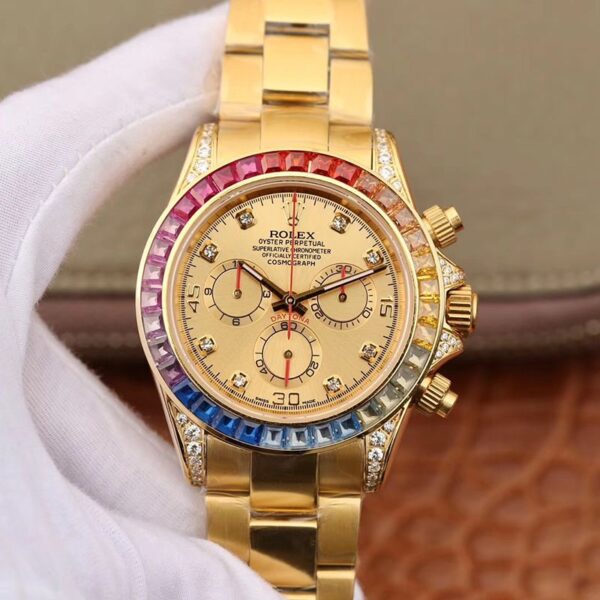 Rolex Daytona Cosmograph Rainbow 116598RBOW BL Factory Gold Dial