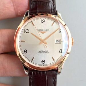 Longines Record L2.820.4.76.2 18K Rose Gold Silver Dial