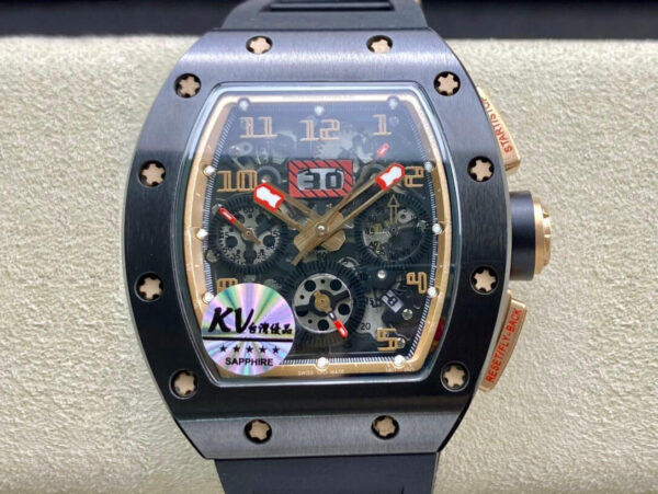 Richard Mille RM011 KV Factory Black Strap Replica Watches - Luxury Replica