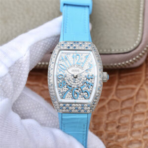 Franck Muller Ladies Collection V 32 SC AT FO D CD (BL) ABF Factory Sky Blue Strap Replica Watches - Luxury Replica