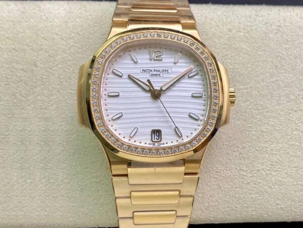 Patek Philippe Nautilus Ladies 7118/1200R-001 3K Factory Diamond-Set Bezel Replica Watches - Luxury Replica