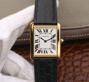 Cartier Tank W5200002 K11 Factory Black Strap Replica Watches - Luxury Replica