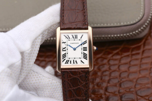 Cartier Tank W5200025 K11 Factory Brown Strap Replica Watches - Luxury Replica