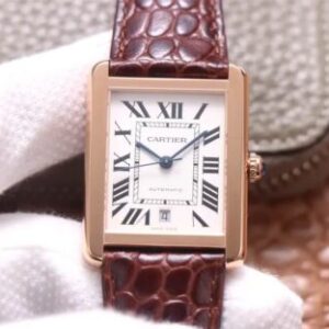 Cartier Tank W5200026 V9 Factory Brown Strap Replica Watches - Luxury Replica