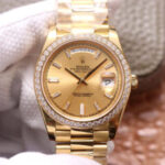 Rolex Day Date M228348RBR-0002 EW Factory Diamond-Set Bezel Replica Watches - Luxury Replica
