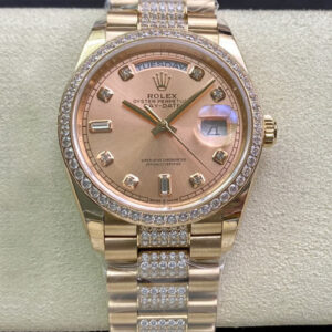 Rolex Day Date M128345RBR-0020 EW Factory Diamond-Set Bezel Replica Watches - Luxury Replica