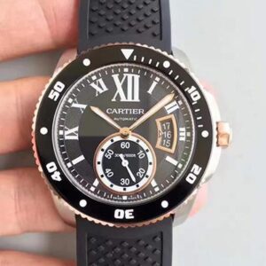 Calibre De Cartier Diver CRW7100055 JF Factory Black Strap Replica Watches - Luxury Replica