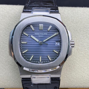 Patek Philippe Nautilus 5711 3K Factory Black Leather Strap Replica Watches - Luxury Replica
