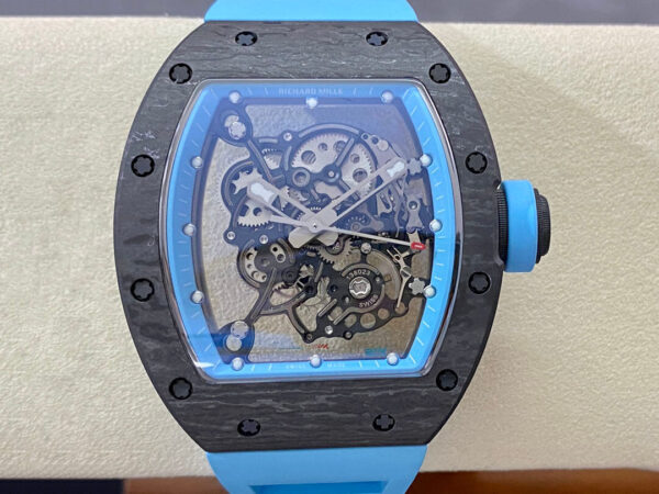 Richard Mille RM-055 Blue Rubber Strap | US Replica - 1:1 Top quality replica watches factory, super clone Swiss watches.