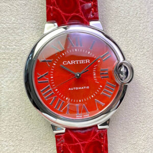Ballon Bleu De Cartier 36MM 3K Factory Red Leather Strap Replica Watches
