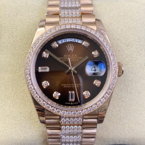 Rolex Day Date M128345rbr-0041 EW Factory Brown Diamond Bezel Replica Watches