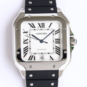Cartier Santos WSSA0018 GF Factory V2 Black Rubber Strap Replica Watches