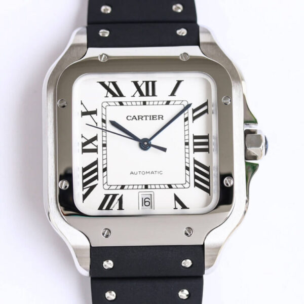 Cartier Santos WSSA0018 GF Factory V2 Black Rubber Strap Replica Watches