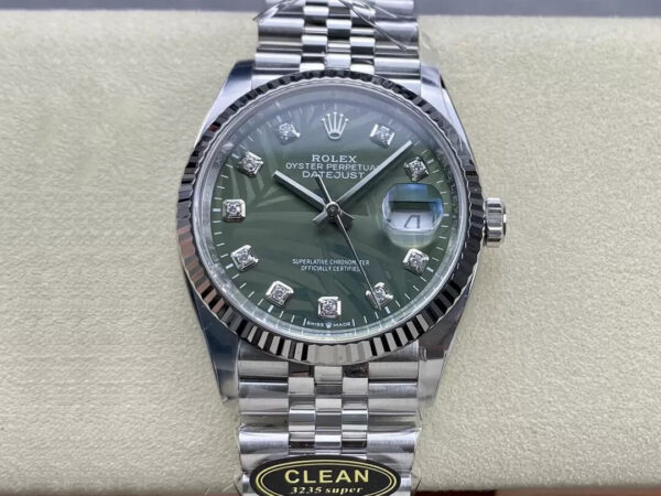 Rolex Datejust M126234-0055 36MM Clean Factory Green Diamond Dial Replica Watches - Luxury Replica