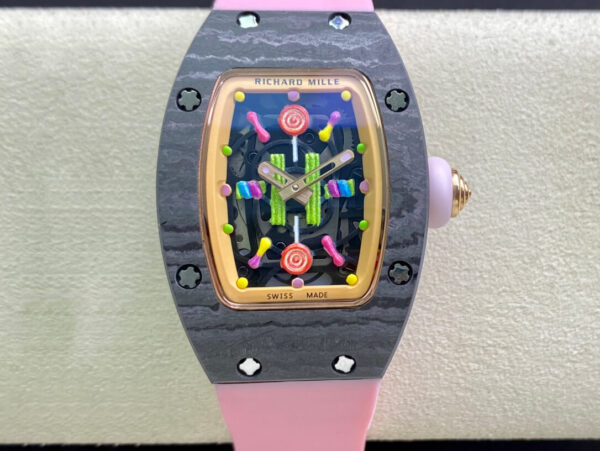 Richard Mille RM-07 Bon Bon RM Factory Pink Rubber Strap Replica Watches - Luxury Replica