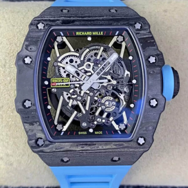 Richard Mille RM35-02 T+ Factory NTPT Carbon Fiber Blue Strap Replica Watches - Luxury Replica