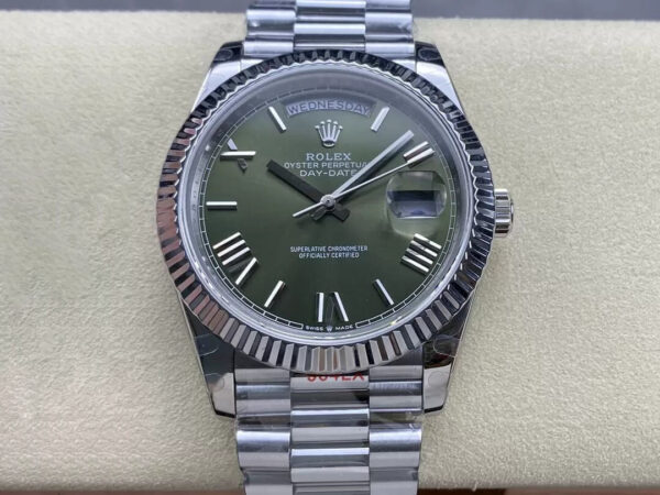 Rolex Day Date M228236-0008 GM Factory V2 Green Dial Stainless Steel Strap Replica Watches - Luxury Replica